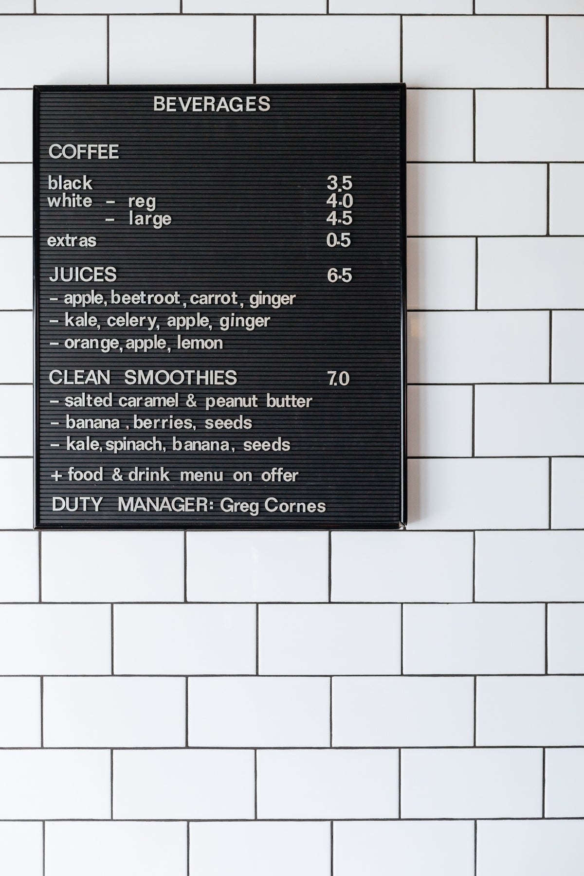 The first Goodness Gracious menu board, 2014