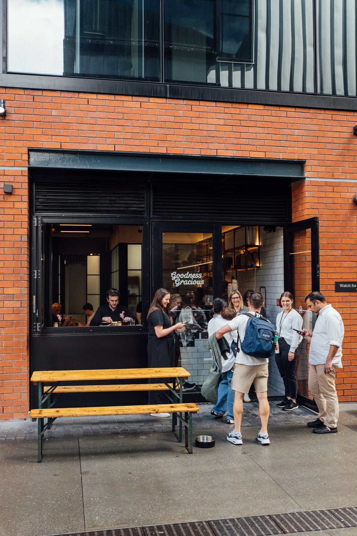 A queue outside Goodness Gracious Wynyard Quarter on opening day